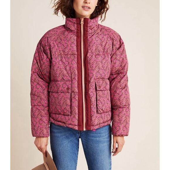 Anthropologie Numph Lillie Floral Full Zip Puffer Jacket Medium - Picture 2 of 12